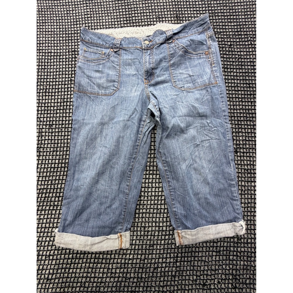 Faded Glory Capri Jeans Womens 16 Blue Cuffed Denim Cropped Pants